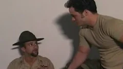 Cumshot along with muscled wearing military