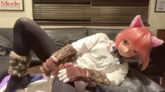 Kigurumi 001 Lubricating Me, And Inserting A long sex-dildo Uwu