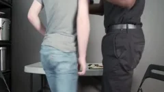 Nervous lad Barebacked By Mall Cop