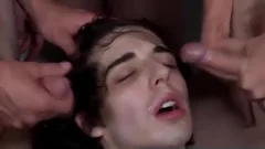 Bukkake twink gets plowed In orgy