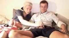 throbbing cocked blonde teen With friend aiding Hands