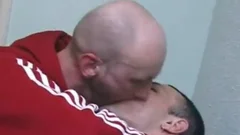 The men Kiss With Their Tongues Swapping Spit