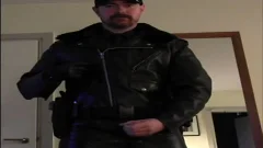 Leather Cop: Full Leather Play, Jerk, & love juice