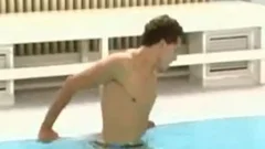 Pool homosexual bareback trio