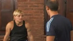 Inked pierced latin blond haired blowjob cum
