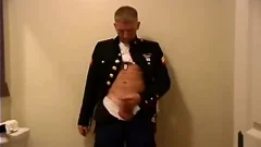 Solo amateur wearing military sucks dick and fucks