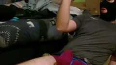ballbusting game with tennis ball in underwear