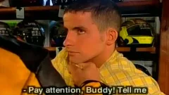Muscled Biker guys rough And bare poke Feast homosexual orgy