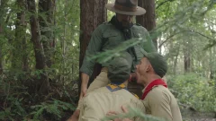 Zac takes a hard pounding from Dylan outside
